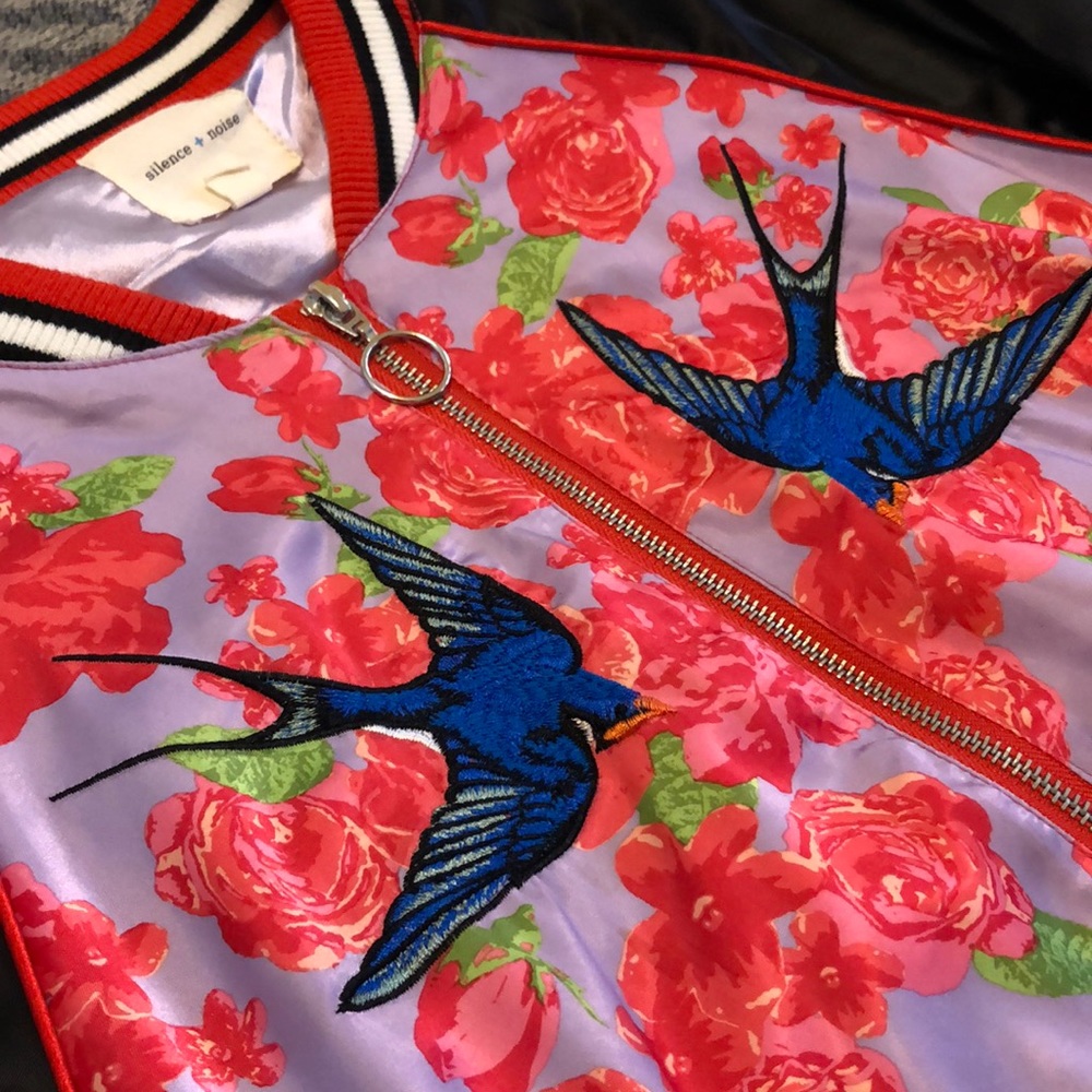Silence + Noise Embroidered Bomber Jacket - Medium